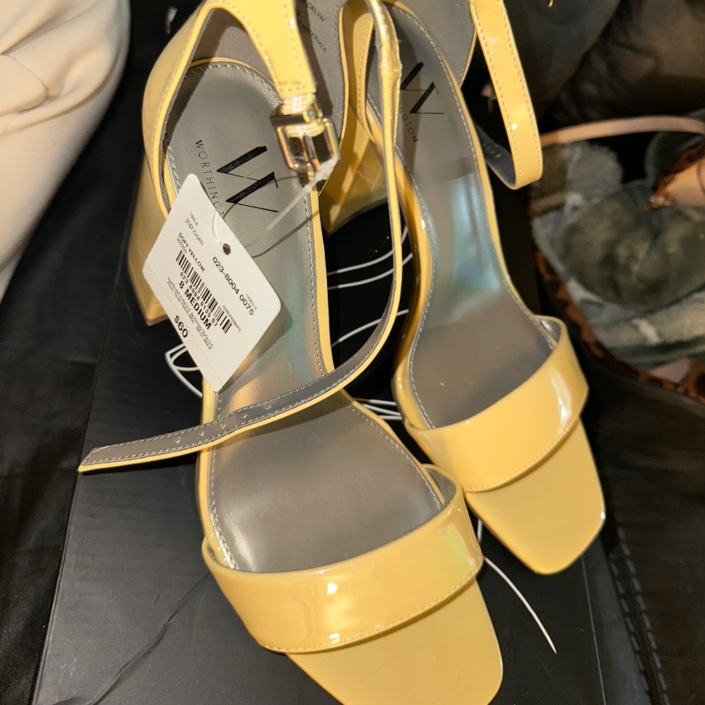 Yellow Leather High Heels